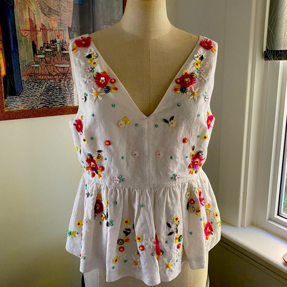 COPY - J Crew - Floral Sequined Peplum Tank